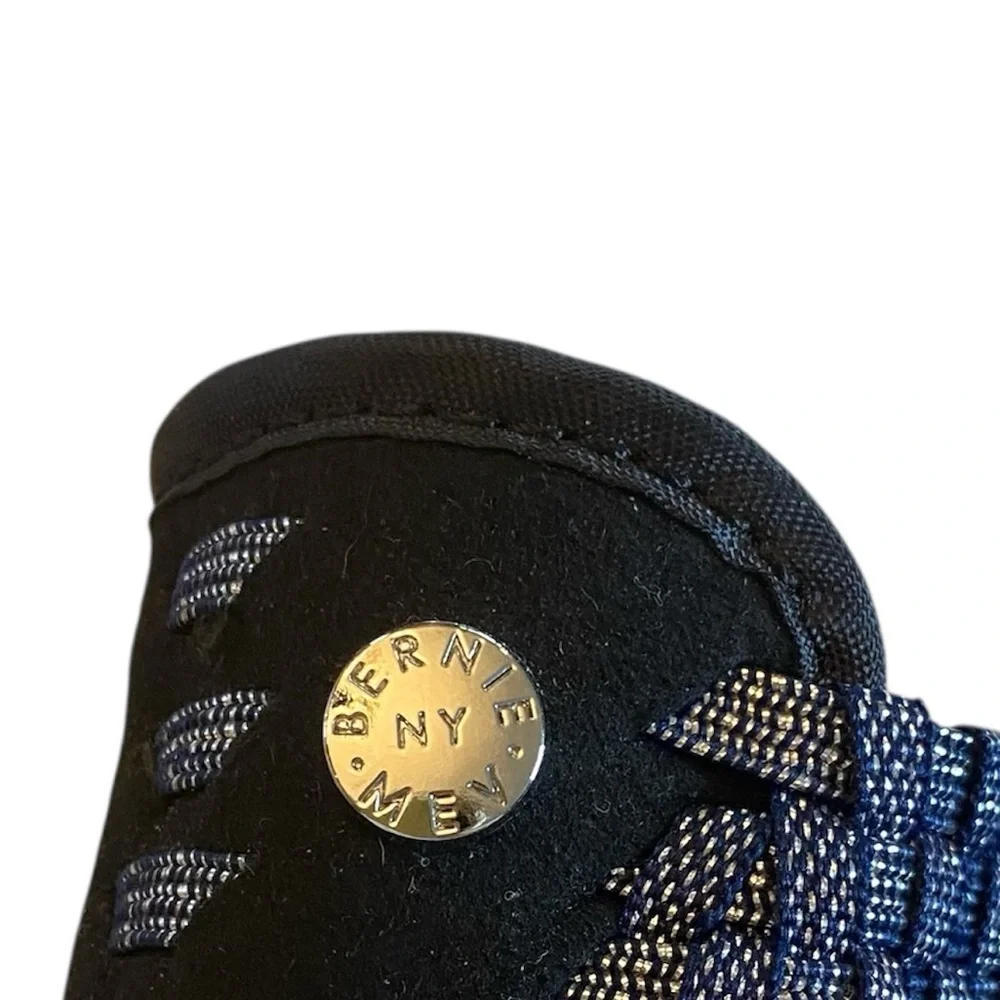 BERNIE MEV Catwalk Ballet Flats Woven Stretch Navy Shimmer Women US 6.5 EU 37